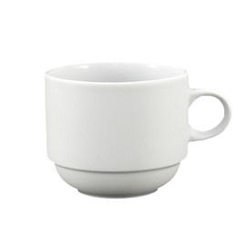 Fortessa Fortaluxe SuperWhite Vitrified China Dinnerware, Cassia 8-Ounce Stackable Coffee/Tea Cup, Set of 6