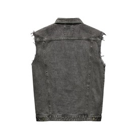 JYG Denim Vest for Men Casual Lapel Trucker Jeans Vests Fashion Vintage Sleeveless Vest (Large, Grey)