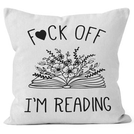 HIWX Book Pillow Cover,I'm Reading Book Decorative Pillowcase Throw Pillows Cover, Modern Art Book Flowers for Sofa Home Reading Corner Bed Room Decor 18 x 18 Inch Pillow Case
