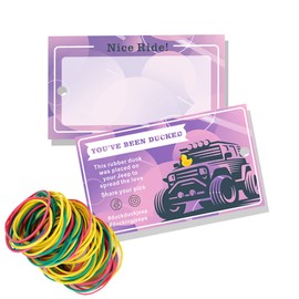 Ducked Tags | You've Been Ducked Card | Duck Duck Tag | Ducking Cards to Attach to Rubber Ducks 2 x 3.5" Size 50 pcs | Purple Gradient Tie Dye Design | with Round Hole and Rubber Bands