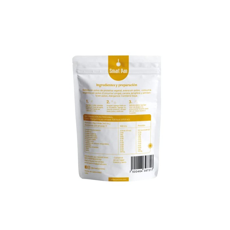 Golden Milk/Leche Dorada - Sin azúcar, Sin gluten, Vegano, 100%