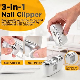 Electric Nail Clippers for Seniors, 2026 Upgraded 3-in-1 Automatic Nail Trimmer with LED Light, Clip Storage & USB Rechargeable, 2-Speed Electric Nail