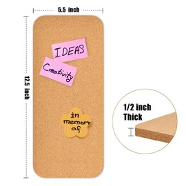 YCCYYCCY 1 PC 12.5"*5.5" Self-Adhesive Cork Board, 1/2"(12mm) Thick Cork Boards for Walls, 1 Pack 12.5"*5.5" Bulletin Board, Cork Board Tiles for Office, Home, School (1PC)