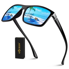 GQUEEN Retro Polarized Sunglasses Men Womens Sports UV400 Protection Rectangular Square Frame