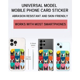 AOHRO Dual Pocket Leather Phone Wallet, Adhesive Stick On, Cute & Funny Dogs Design