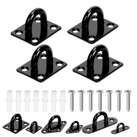 GLARKS 36pcs M5 Stainless Steel Pad Eye Plate Hook Kit, Square Eye Plate U Hooks Heavy Duty Ceiling Hooks and Carabiner Clips Snap Hook for Ceiling and Mounting Hanging Hardware