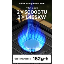 Camping Stove 2 Burner Portable Propane Gas Stove, 2×5000 BTU Foldable Outdoor Cooking Stove with Adjustable Flame, Piezo Ignition & Carry Bag – Compact Gas Burner for Camping, Hiking, Tailgating, BBQ