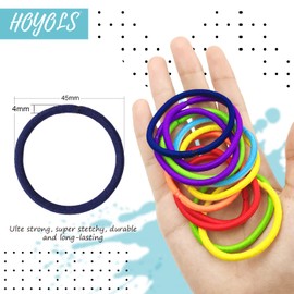 HOYOLS No Metal Hair Elastics Bands, Chakra Color Ponytail Holder No Snag Hair Ties for Girls Women Thick Hair 4mm, Hair Accessories - 7 Colors 56 Count