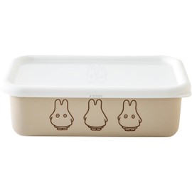 Fuji Enamel Miffy Pastel Storage Container with Lid Shallow Type Rectangle Square M Size Greige Ghost miffy Enamel