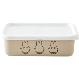 Fuji Enamel Miffy Pastel Storage Container with Lid Shallow Type Rectangle Square M Size Greige Ghost miffy Enamel