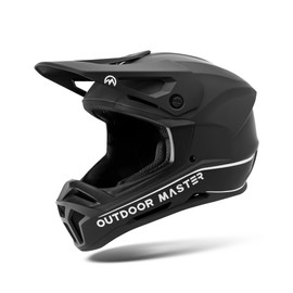 OutdoorMaster Full Face Mountain Bike Helmet for Men & Women - Durable, Impact Resistant, Ventilated, Adjustable Visor - Downhill Race BMX MTB Helmet- Black, L