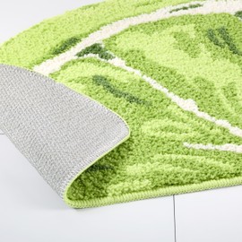 TOWN & COUNTRY PLAY Citrus Slice Lime Half Circle Shaped Bath Mat, Absorbent Tufted Floor Mat, Non-Slip Backing, Machine Washable, Green, 34.7"x18.1"