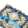 Royalblue Rhinestone Jewelry Box Ring Retro Flower Engraved Earrings Necklace