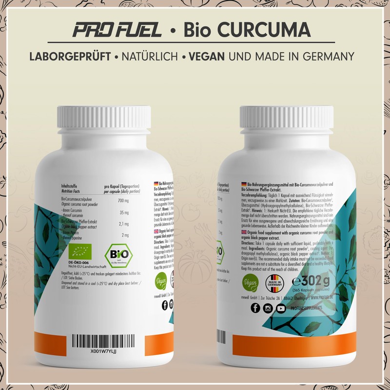 Organic Curcuma Capsules 1095x with 700 mg Curcuma from Controlled
