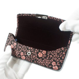 Indenya 4206-51-166 H Glasses Case, Deer Leather, Black Background x Pink Lacquer, American Blue Pattern, multicolor (black / pink)