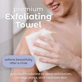 Toalla de ducha exfoliante MainBasics - Juego de 3 toallas corporales japonesas