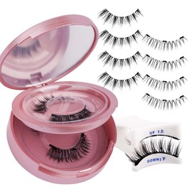 FADLASH Pestañas Magnéticas Reutilizables Con Aplicador, Aspecto Natural. 2 Pares Con Pinza. Sin Pegamento. Kit De Pestañas Postizas Fáciles De Usar (806+B7).