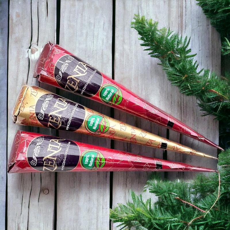 Pack of 3 - 25g Fresh Zenia Natural Henna Cones