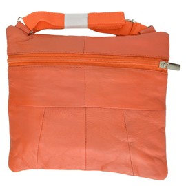 MARSHAL Soft Leather Cross Body Bag Purse Shoulder Bag 5 Pocket Organizer Micro Handbag Travel Wallet (Orange)