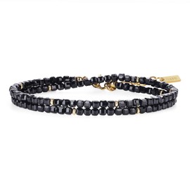 GAVU Layering Bracelet with 3mm Faceted Gemstone Beads for Women Ladies, Stone, Black Tourmaline