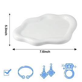 Cloud Ceramic Jewelry Dish, Ceramic Jewelry Tray Cloud Trinket Dish Tray, Watch Keys Tray Ring Dish Holder Cloud Shape Ceramic Plate for Birthday Gift Mother's Day Thanksgiving