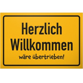 DankeDir! Herzlich Willkommen Lustig - 30 x 20 cm Sign - Wall Decoration Saying Sign Birthday Gift Door Sign with Saying - Gift Idea Gift Party Decoration Party Colleagues Friends