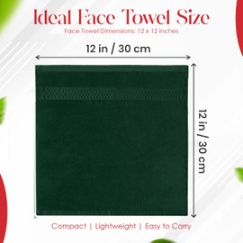 RIVERSIDE 12 Pack Premium 100% Cotton Face Washcloths, 12 x 12 Inches, Soft, Absorbent Towels for Body & Shower, Bathroom Wash Clothes, Durable Face Towels Set for Spa, Gym, Hunter Green