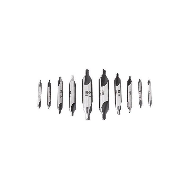 Wifehelper 10pcs Center Drill bits Set 60 Degree Combined Countersink