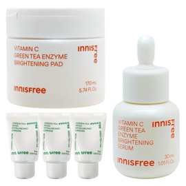 Innisfree Vita C Green Tea Enzyme Blemish Toning Pads 60 sheets + Blemish Toning Serum 30ml + Hyaluronic Acid Cream 15mlx3 pieces / 이니스프리 비타C 그린티 엔자임 잡티 토닝 패드 60매+잡티 토닝 세럼 30ml+히알루론산 크림15mlx3개