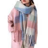 OgLuxe Blanket Scarf Wool Winter Women Ladies Tartan Fluffy Checked