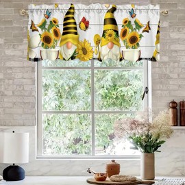 Art Studio 54x18 Inches Farm Bee Sunflower Window Treatment Valance Buffalo Plaid Elf Kitchen Blackout Drapes Bathroom Bedroom Living Room Polyester Fabric Curtains Decorations Supplies