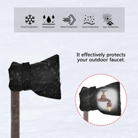 Outside Tap Cover for Winter Thickened Outdoor Faucet Protector Large Insulated Outdoor Faucet Cover from Freezing Bursting Waterproof Thermal Tap Jacket (Black)