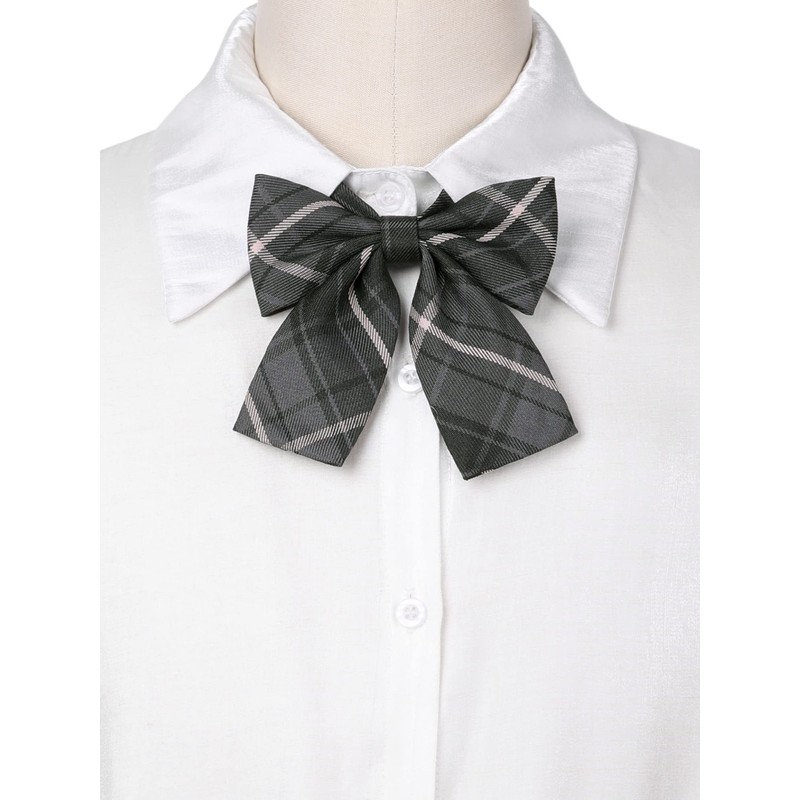 [Elerevyo] Women's Plaid Cotton Pre-tied Funny Bow Tie for Party