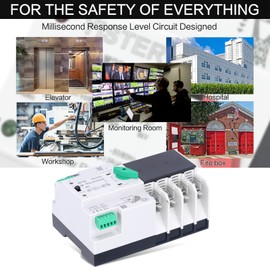 Walfront NLQ4125 4P Dual Power Automatic Transfer Switch 100A AC220V Switch Silver Contacts Backup Power Supply Switch Millisecond Circuit Fast Controller
