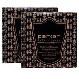TWIN PACK - Parker Safety Razor Premium Sandalwood & Ethiopian Shea Butter Shaving Soap - 100 gm bars (3.5 ounces)
