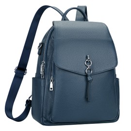 ALTOSY Women Leather Backpack Purse Fashion Convertible Ladies Shoulder Bag with Flap (S96 Indigo Blue)