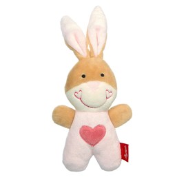 SIGIKID 42804 Rattle Rabbit Red Stars Girls Baby Toy Recommended from Birth Pink/Beige