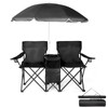 ANEUHS Folding Double Camping Chair w/Umbrella Beverage Holder Carrying Bag