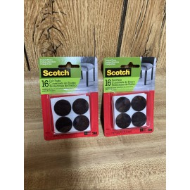 Scotch™ 2 Pack Scotch Round Felt Pads SP821-NA, Brown, 1 in 32pc Total New