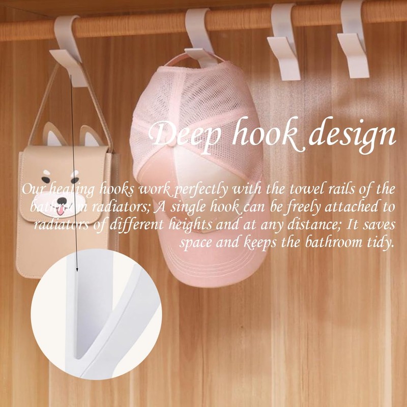 Pack of 8 Hooks for Round Radiators, Towel Rail Radiators,