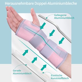 lefeke Wrist Brace with Removable Shoulder Straps, Metal Support Strap, Breathable Adjustable Wrist Brace for Sprain Recovery, Left Hand