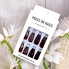 Red Press on Nails Medium Ballet Shaped Flower Fake Nails