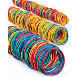 Pack of 420 Rubber Bands, Caianwin Colourful Rubber Rings, Various Sizes, 25/38/60 mm, Household Rubber Mixed, Elastic Bands for Home, Office, School, Kitchen