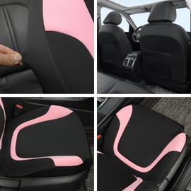 GIANT PANDA Polycotton Front Car Seat Cover, Universal Auto Cloth 2 Front Seats Only, Seat Protector Fit Cars, Sedans, SUVs (Pink)
