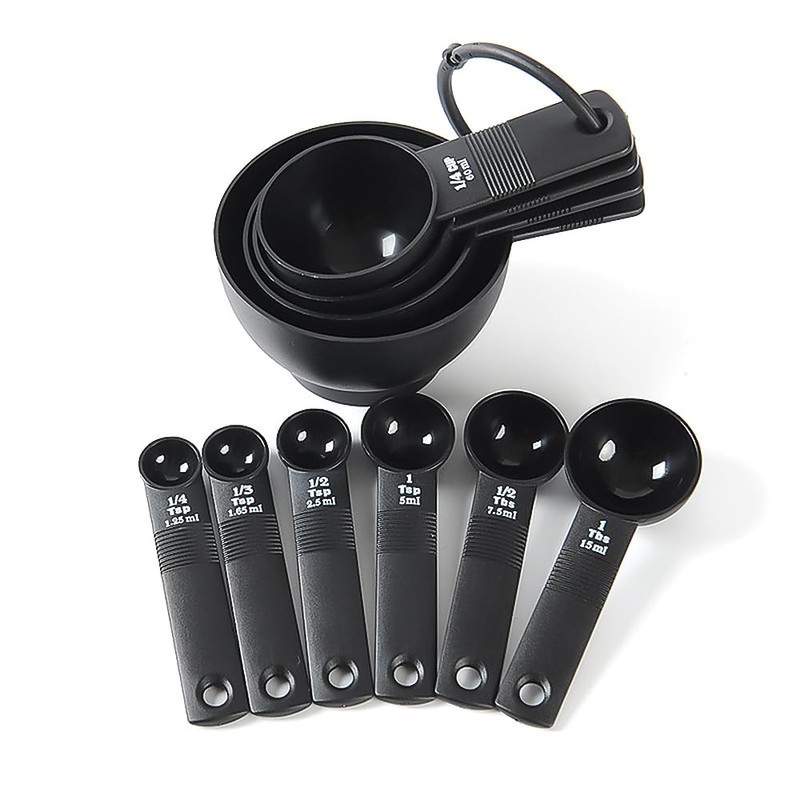 Measuring Cups and Spoons Set 10 Pieces, Durable Plastic Kitchen