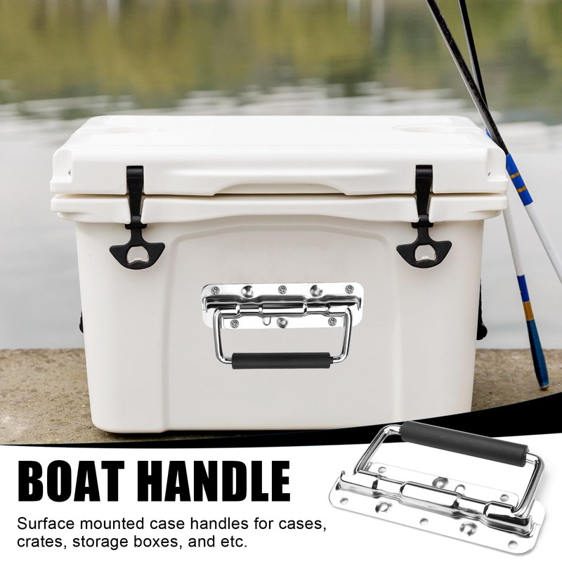 Pack of 2 Folding Handles, 140 mm Spring-Loaded Crate Handle,