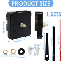 LUCTHY Silent Quartz Clock Mechanism, High Torque Clock Movement Replacement Mechanism with Hooks, Accessories Clock Mechanism for DIY Clock Repair Home Restaurant Hotel Office Classroom, 1Set