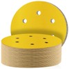STEBRUAM Velcro Sandpaper 150 mm, 800 Grit Sanding Sheets, Sanding Discs 6 Holes for Random Orbital Sander, Mixed Grain for Wood, Metal and Colour, Pack of 50, Yellow