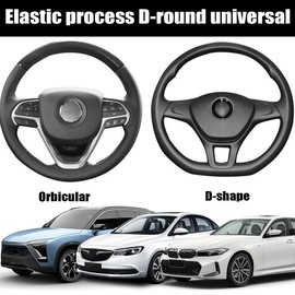 JNNJ Steering Wheel Cover for Car, Microfibre Leather Steering Wheel Cover, Sport Non-Slip 38 cm Steering Wheel Cover, Steering Wheel Cover, Genuine Leather, Breathable, Anti-Slip (Black/Grey)