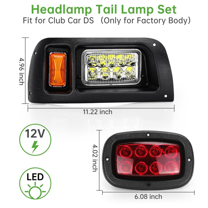 10L0L Club Car DS Headlight Kit - 12V Headlight and